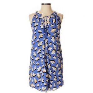 C & E Blue Floral Butterfly Sleeveless Tie Front Dress Size XS